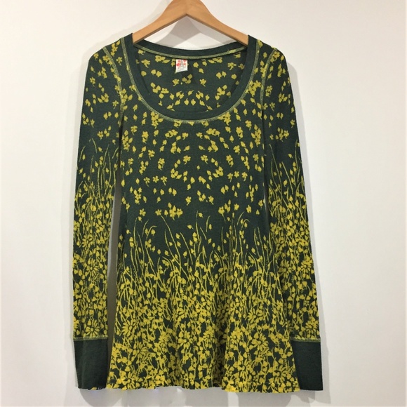 Rare Free People Thermal Boho Floral Print Tee - Size XS - Picture 1 of 6